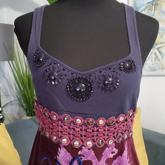 Free People Velvet/cotton BOHO dress - Picture 4 of 13